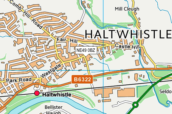 NE49 0BZ map - OS VectorMap District (Ordnance Survey)