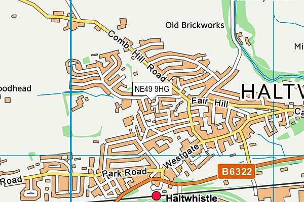 NE49 9HG map - OS VectorMap District (Ordnance Survey)