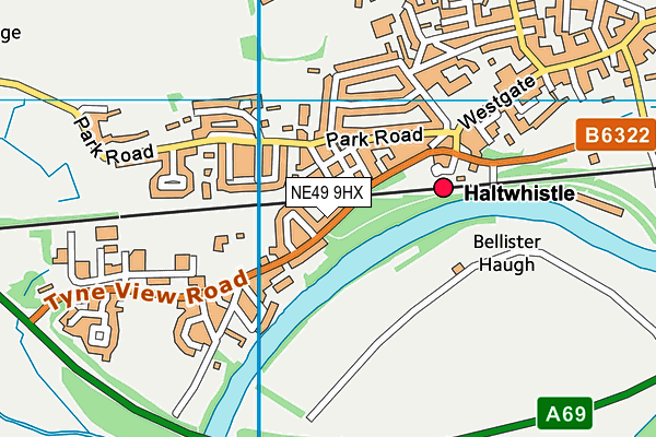 NE49 9HX map - OS VectorMap District (Ordnance Survey)