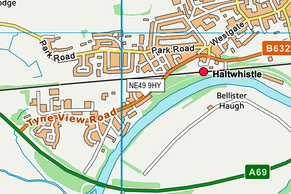 NE49 9HY map - OS VectorMap District (Ordnance Survey)