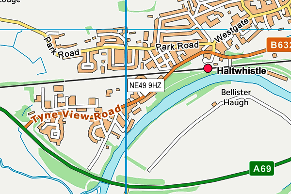 NE49 9HZ map - OS VectorMap District (Ordnance Survey)