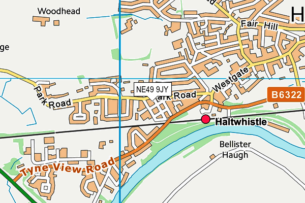 NE49 9JY map - OS VectorMap District (Ordnance Survey)