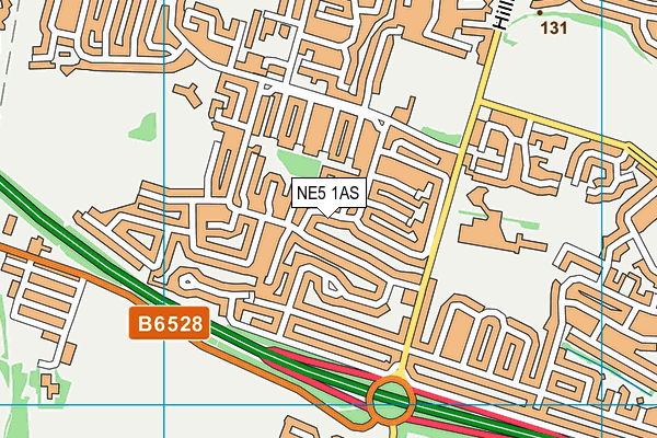 NE5 1AS map - OS VectorMap District (Ordnance Survey)