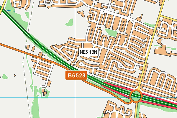 NE5 1BN map - OS VectorMap District (Ordnance Survey)
