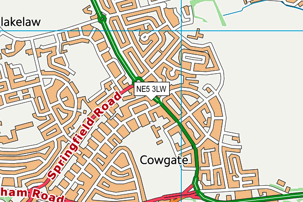 NE5 3LW map - OS VectorMap District (Ordnance Survey)