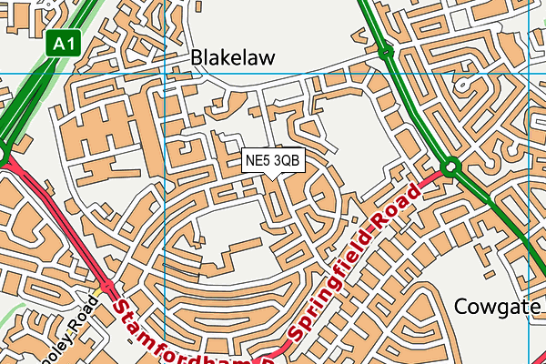 NE5 3QB map - OS VectorMap District (Ordnance Survey)