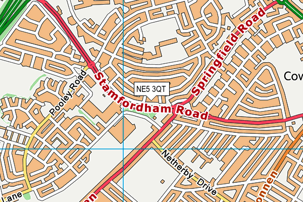 NE5 3QT map - OS VectorMap District (Ordnance Survey)