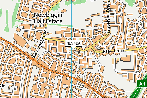 NE5 4BA map - OS VectorMap District (Ordnance Survey) NE5 4BA map - OS VectorMap District (Ordnance Survey)