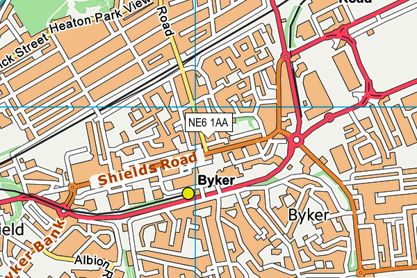 NE6 1AA map - OS VectorMap District (Ordnance Survey)