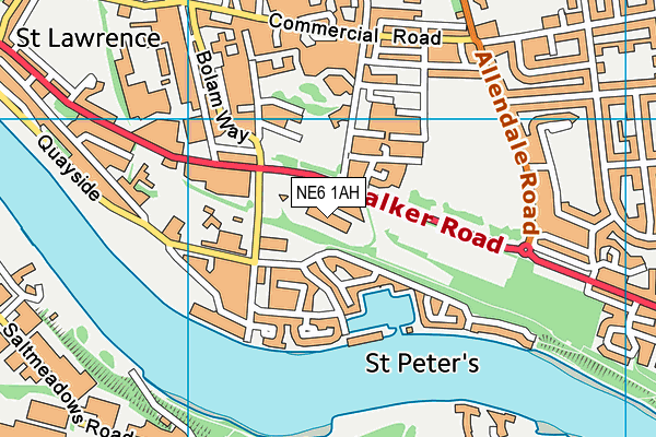 NE6 1AH map - OS VectorMap District (Ordnance Survey)