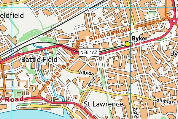 NE6 1AZ map - OS VectorMap District (Ordnance Survey)
