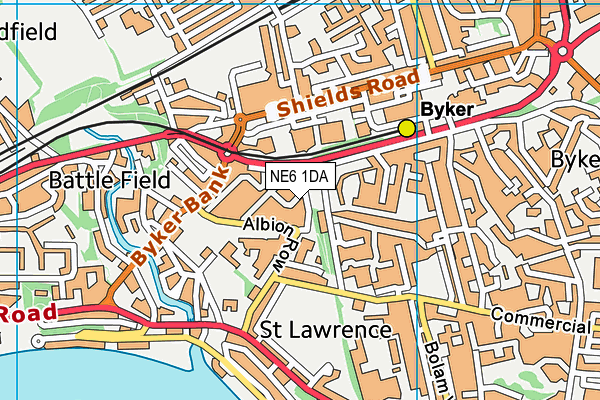 NE6 1DA map - OS VectorMap District (Ordnance Survey)