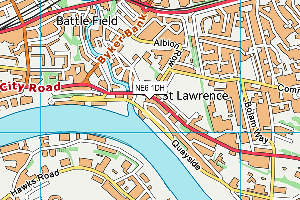 NE6 1DH map - OS VectorMap District (Ordnance Survey)