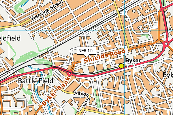 NE6 1DJ map - OS VectorMap District (Ordnance Survey)
