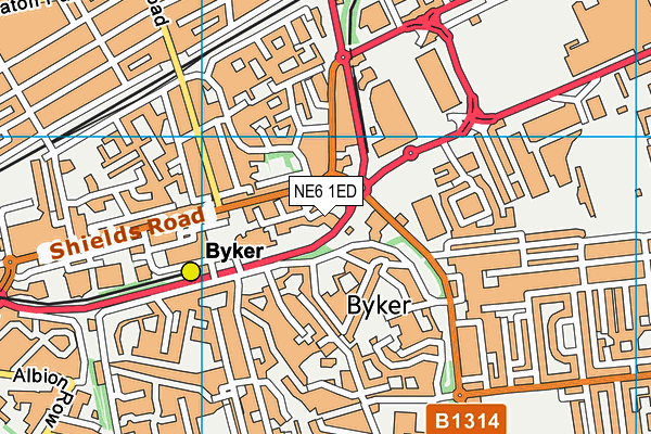 NE6 1ED map - OS VectorMap District (Ordnance Survey)