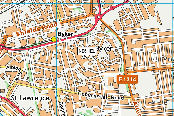 NE6 1EL map - OS VectorMap District (Ordnance Survey) NE6 1EL map - OS VectorMap District (Ordnance Survey)