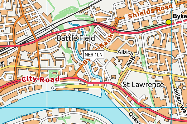 NE6 1LN map - OS VectorMap District (Ordnance Survey)