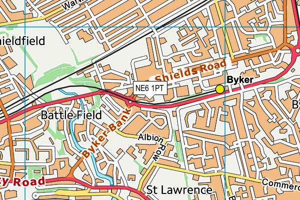 NE6 1PT map - OS VectorMap District (Ordnance Survey)