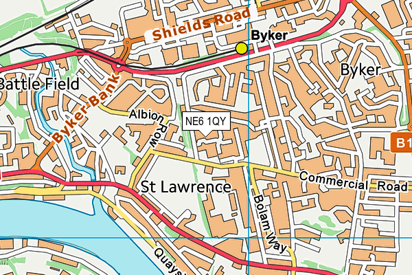 NE6 1QY map - OS VectorMap District (Ordnance Survey)