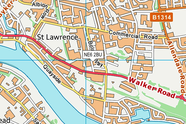 NE6 2BU map - OS VectorMap District (Ordnance Survey) NE6 2BU map - OS VectorMap District (Ordnance Survey)