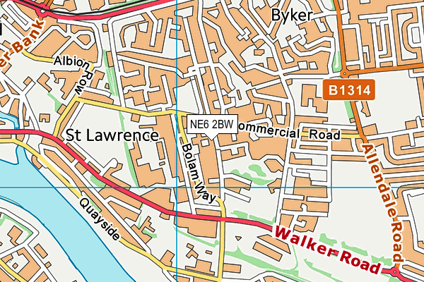 NE6 2BW map - OS VectorMap District (Ordnance Survey) NE6 2BW map - OS VectorMap District (Ordnance Survey)