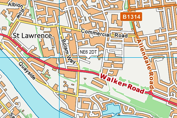 NE6 2DT map - OS VectorMap District (Ordnance Survey)