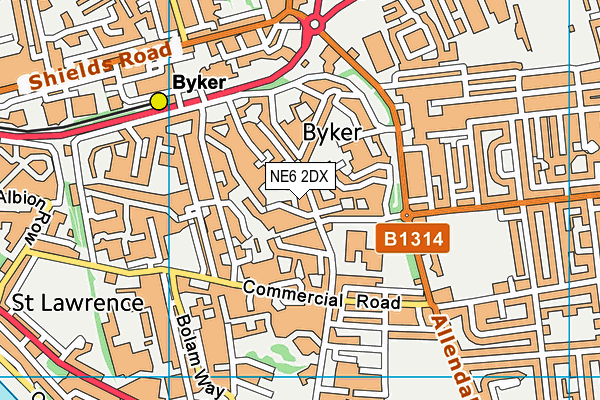 NE6 2DX map - OS VectorMap District (Ordnance Survey) NE6 2DX map - OS VectorMap District (Ordnance Survey)