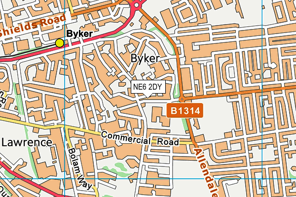 NE6 2DY map - OS VectorMap District (Ordnance Survey) NE6 2DY map - OS VectorMap District (Ordnance Survey)