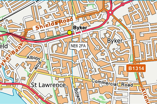 NE6 2FA map - OS VectorMap District (Ordnance Survey) NE6 2FA map - OS VectorMap District (Ordnance Survey)