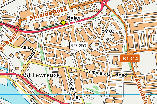 NE6 2FQ map - OS VectorMap District (Ordnance Survey) NE6 2FQ map - OS VectorMap District (Ordnance Survey)