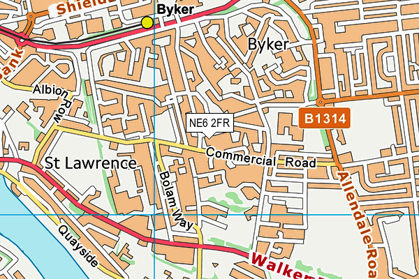 NE6 2FR map - OS VectorMap District (Ordnance Survey) NE6 2FR map - OS VectorMap District (Ordnance Survey)