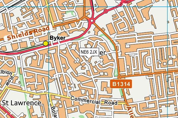 NE6 2JX map - OS VectorMap District (Ordnance Survey) NE6 2JX map - OS VectorMap District (Ordnance Survey)