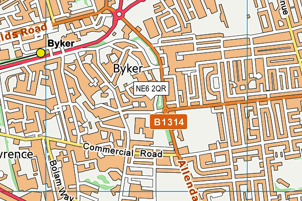 NE6 2QR map - OS VectorMap District (Ordnance Survey) NE6 2QR map - OS VectorMap District (Ordnance Survey)