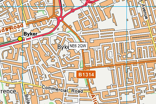 NE6 2QW map - OS VectorMap District (Ordnance Survey) NE6 2QW map - OS VectorMap District (Ordnance Survey)