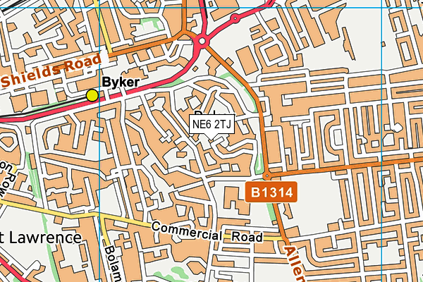 NE6 2TJ map - OS VectorMap District (Ordnance Survey) NE6 2TJ map - OS VectorMap District (Ordnance Survey)