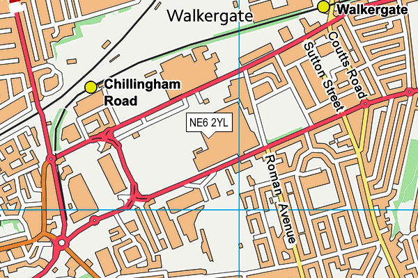 NE6 2YL map - OS VectorMap District (Ordnance Survey) NE6 2YL map - OS VectorMap District (Ordnance Survey)
