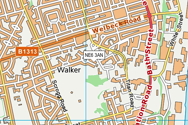 NE6 3AN map - OS VectorMap District (Ordnance Survey)