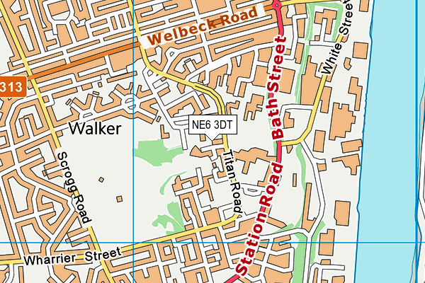 NE6 3DT map - OS VectorMap District (Ordnance Survey)