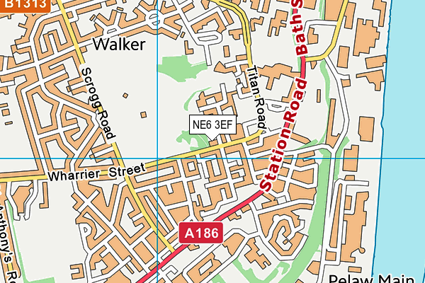 NE6 3EF map - OS VectorMap District (Ordnance Survey)
