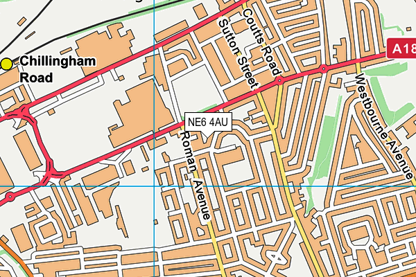 NE6 4AU map - OS VectorMap District (Ordnance Survey)