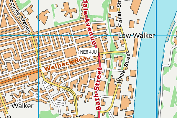 NE6 4JU map - OS VectorMap District (Ordnance Survey)