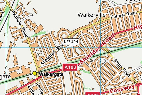 NE6 4PN map - OS VectorMap District (Ordnance Survey)