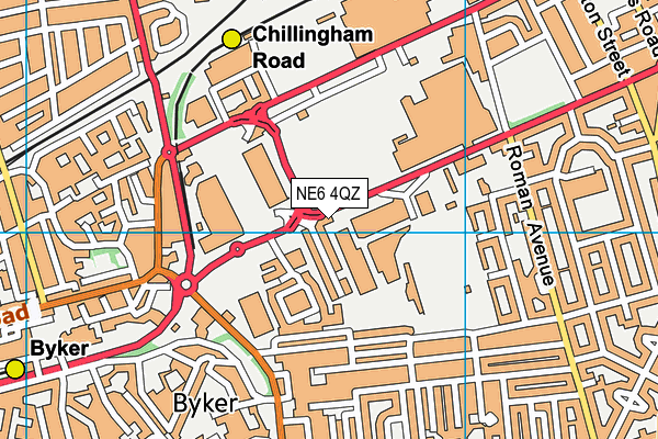 NE6 4QZ map - OS VectorMap District (Ordnance Survey)