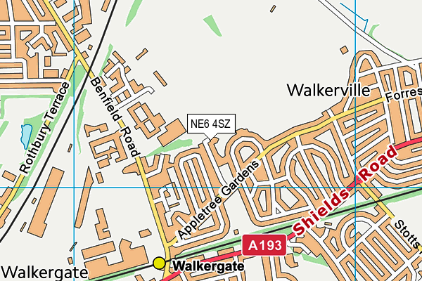 NE6 4SZ map - OS VectorMap District (Ordnance Survey)