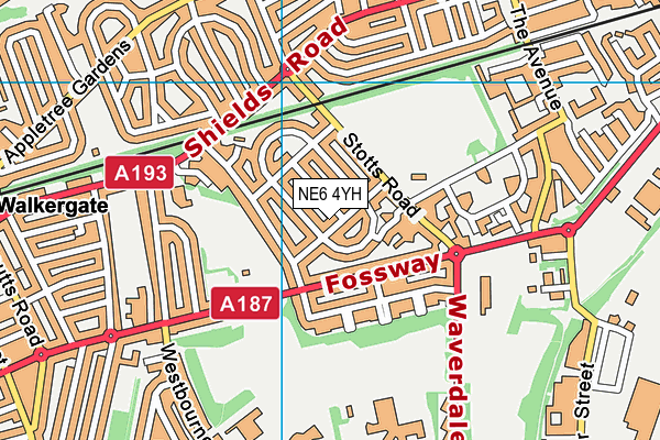 NE6 4YH map - OS VectorMap District (Ordnance Survey)
