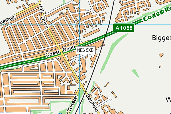 NE6 5XB map - OS VectorMap District (Ordnance Survey)