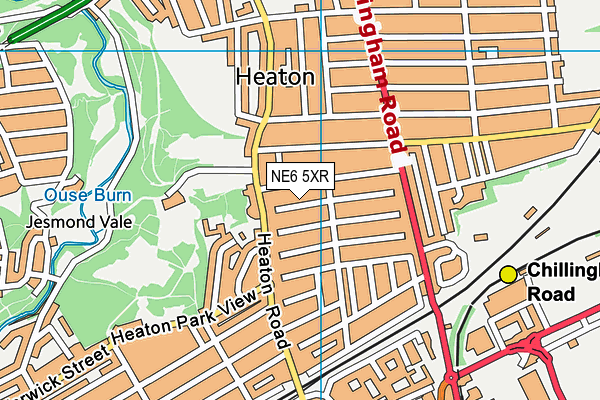 NE6 5XR map - OS VectorMap District (Ordnance Survey)