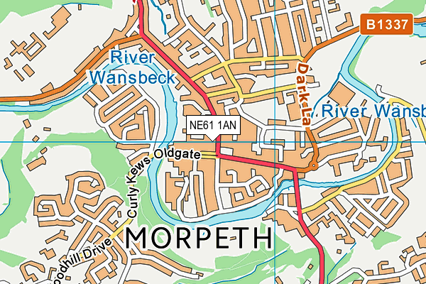 NE61 1AN map - OS VectorMap District (Ordnance Survey)
