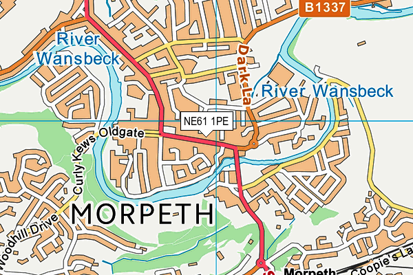 NE61 1PE map - OS VectorMap District (Ordnance Survey)