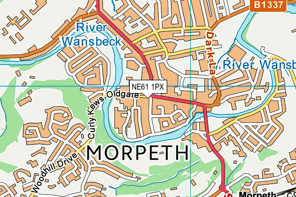 NE61 1PX map - OS VectorMap District (Ordnance Survey)